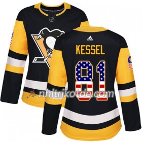 Pittsburgh Penguins Trikot Phil Kessel 81 Adidas 2017-2018 Schwarz USA Flag Fashion Authentic - Dame